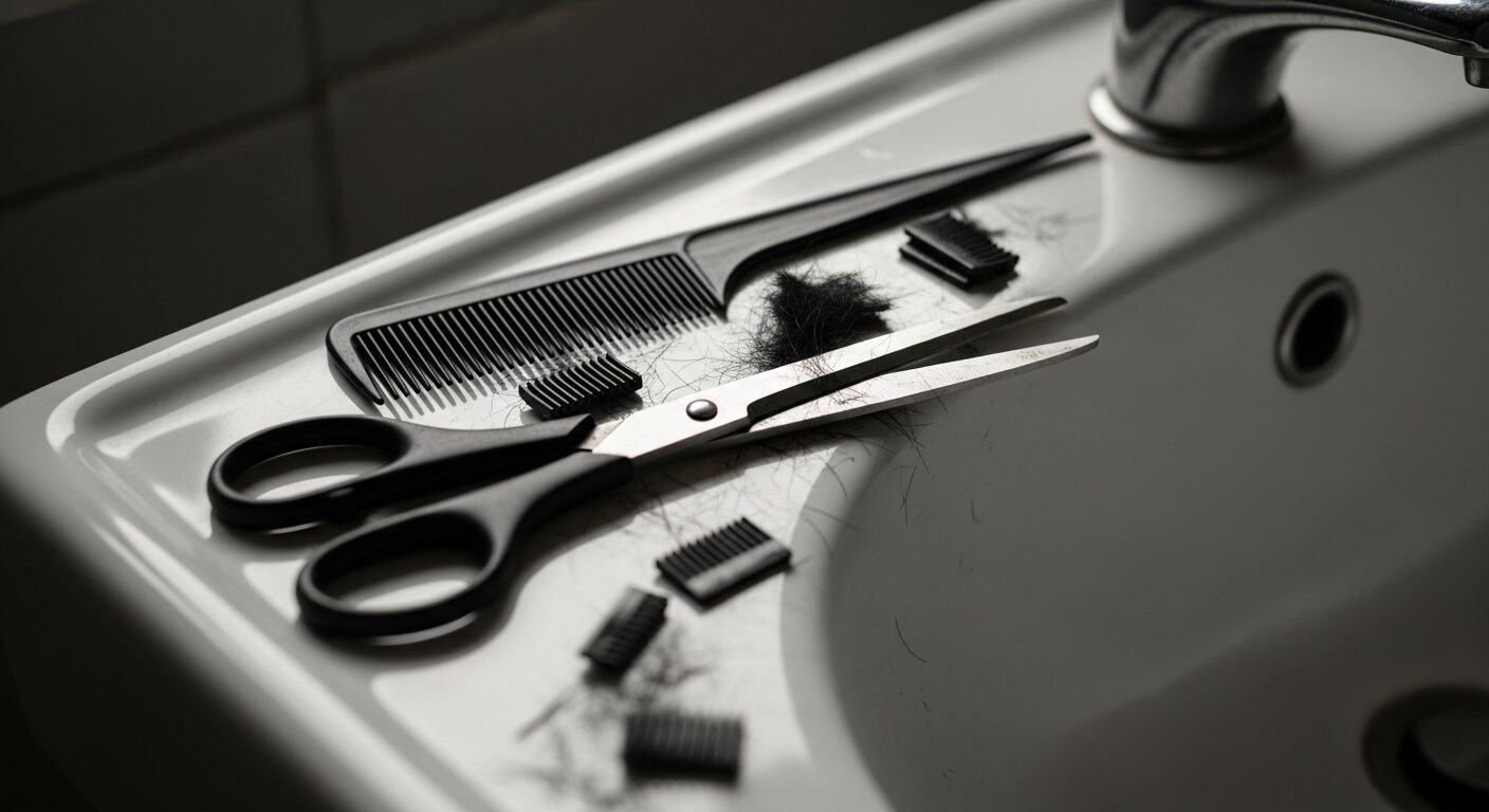 【項目1】画像 - タイトル: 「セルフカット横髪の失敗を防ぐ！プロの視点と修正術」